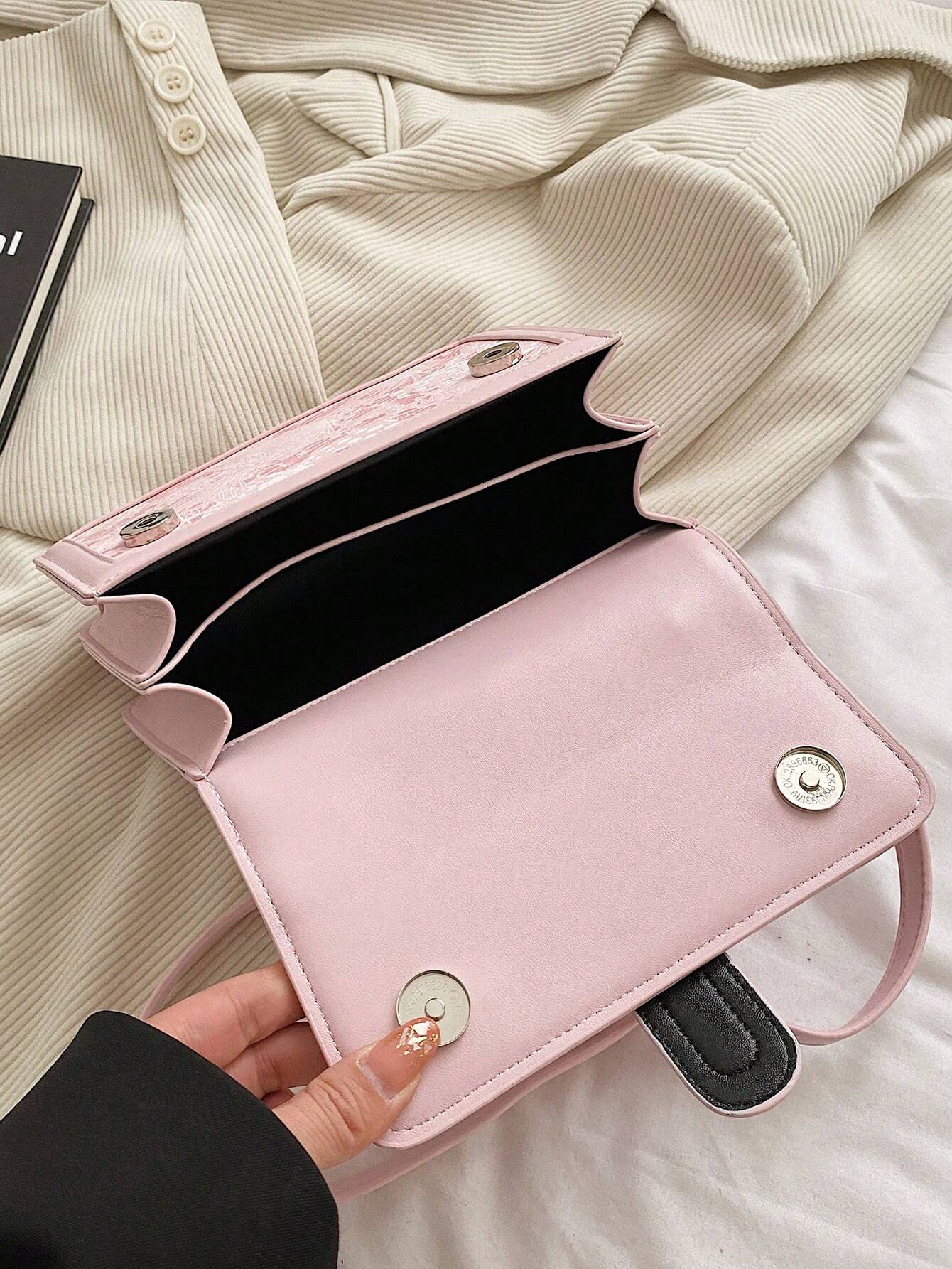 Buy SHEIN Mini Flower Graphic Square Bag Top Handle Flap in Pakistan