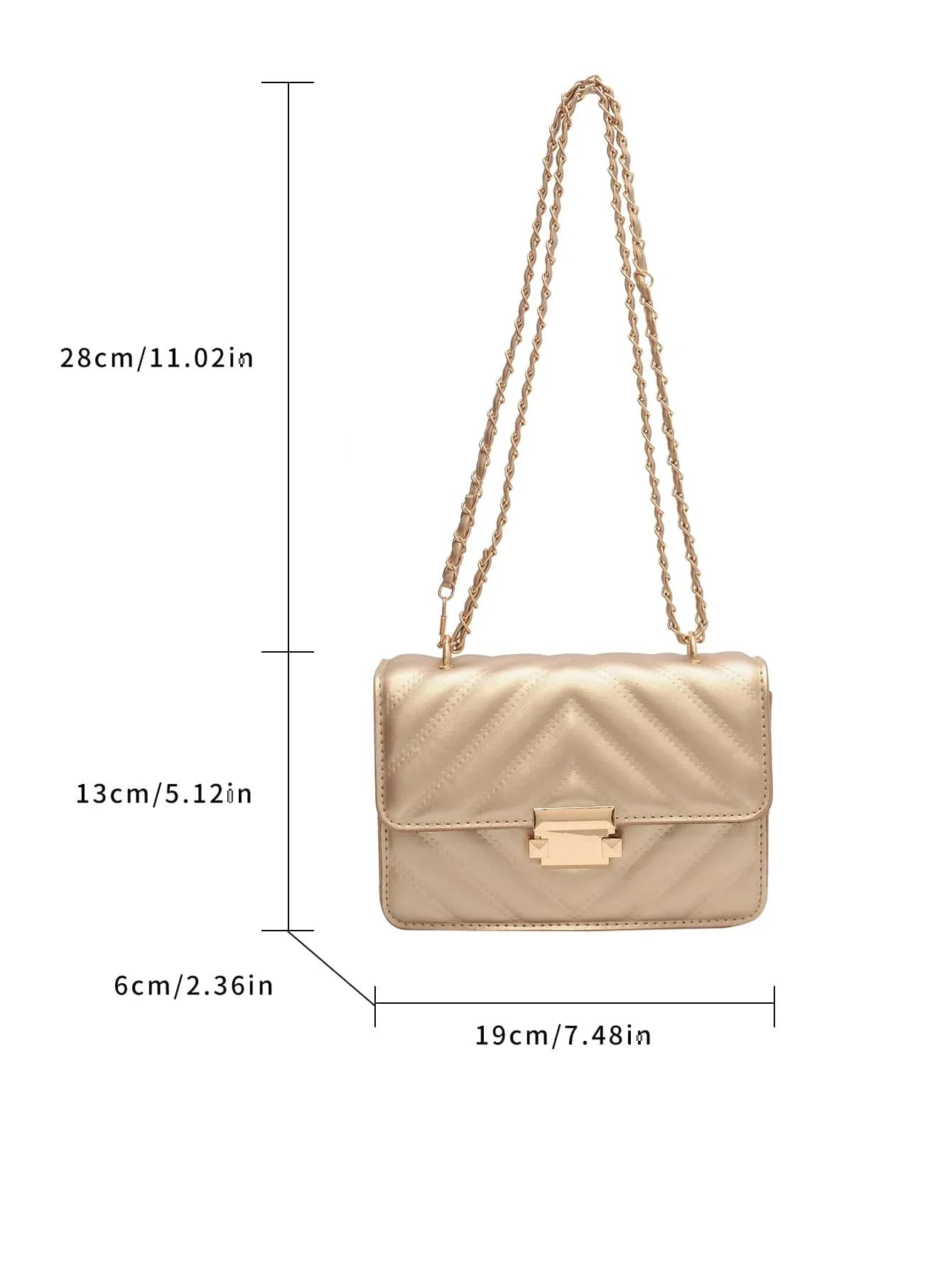 Buy SHEIN Mini Metallic Quilted Push Lock Flap Chain Square Bag in Pakistan
