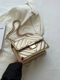 Buy SHEIN Mini Metallic Quilted Push Lock Flap Chain Square Bag in Pakistan