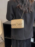 Buy SHEIN Mini Metallic Quilted Push Lock Flap Chain Square Bag in Pakistan