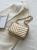 Buy SHEIN Mini Metallic Quilted Push Lock Flap Chain Square Bag in Pakistan