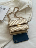 Buy SHEIN Mini Metallic Quilted Push Lock Flap Chain Square Bag in Pakistan