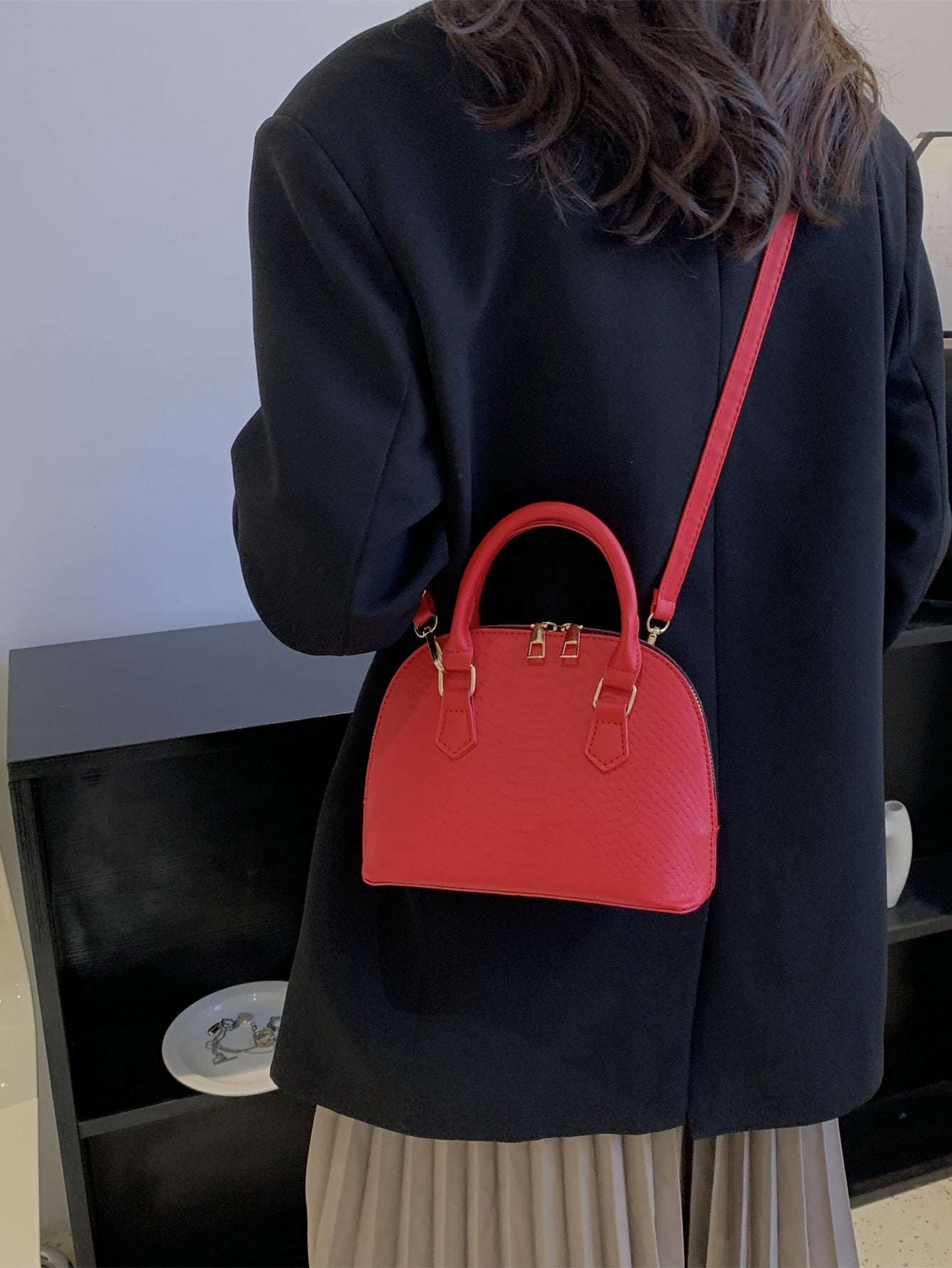 Buy SHEIN Mini Neon Pink Snakeskin Embossed Dome Bag in Pakistan
