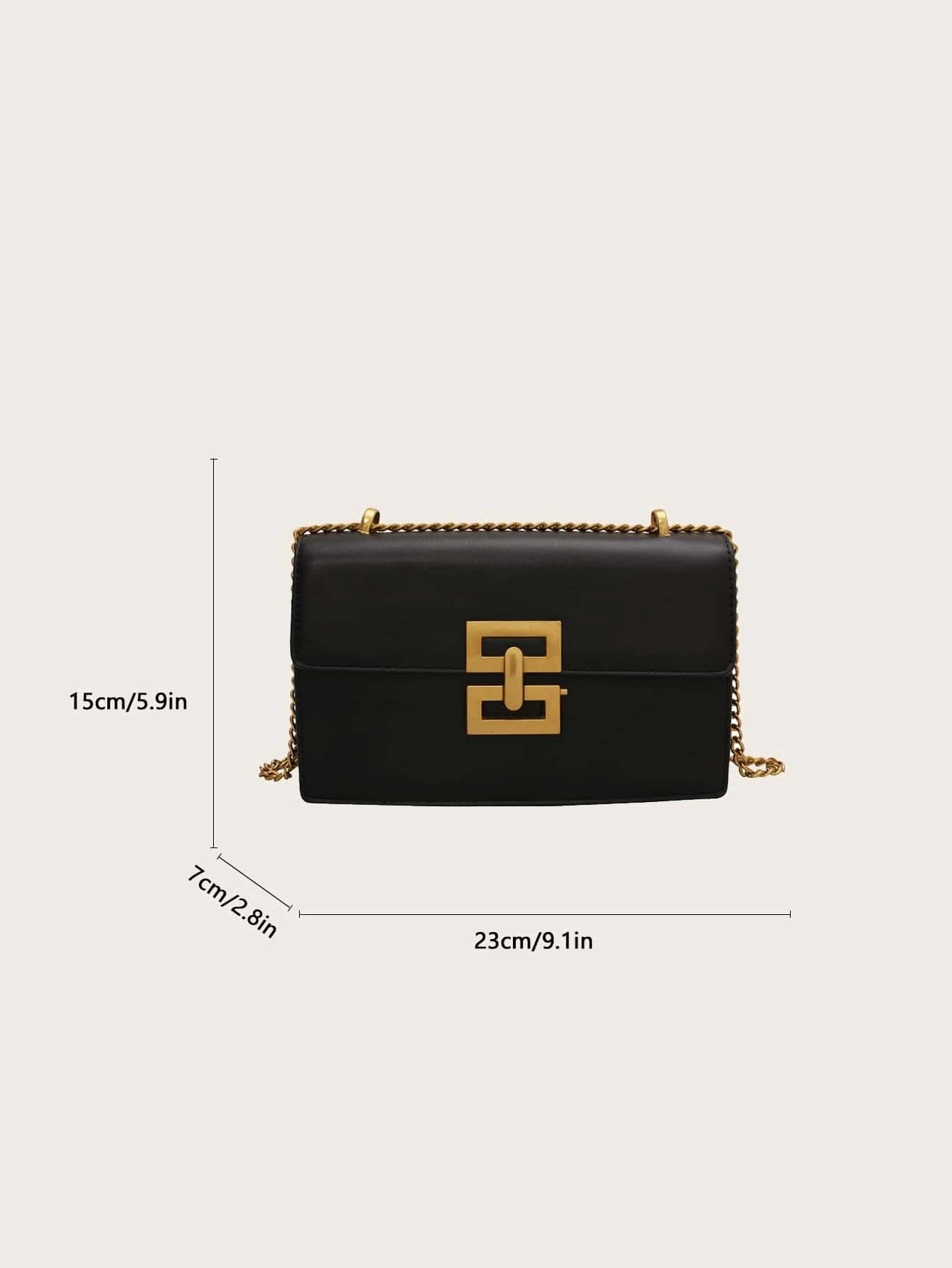 Buy SHEIN Minimalist Metal Decor Chain Shoulder Bag Elegant PU Crossbody Bag in Pakistan