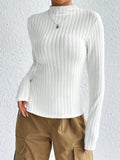 Buy SHEIN Mock Neck Ribbed Knit Tee in Pakistan