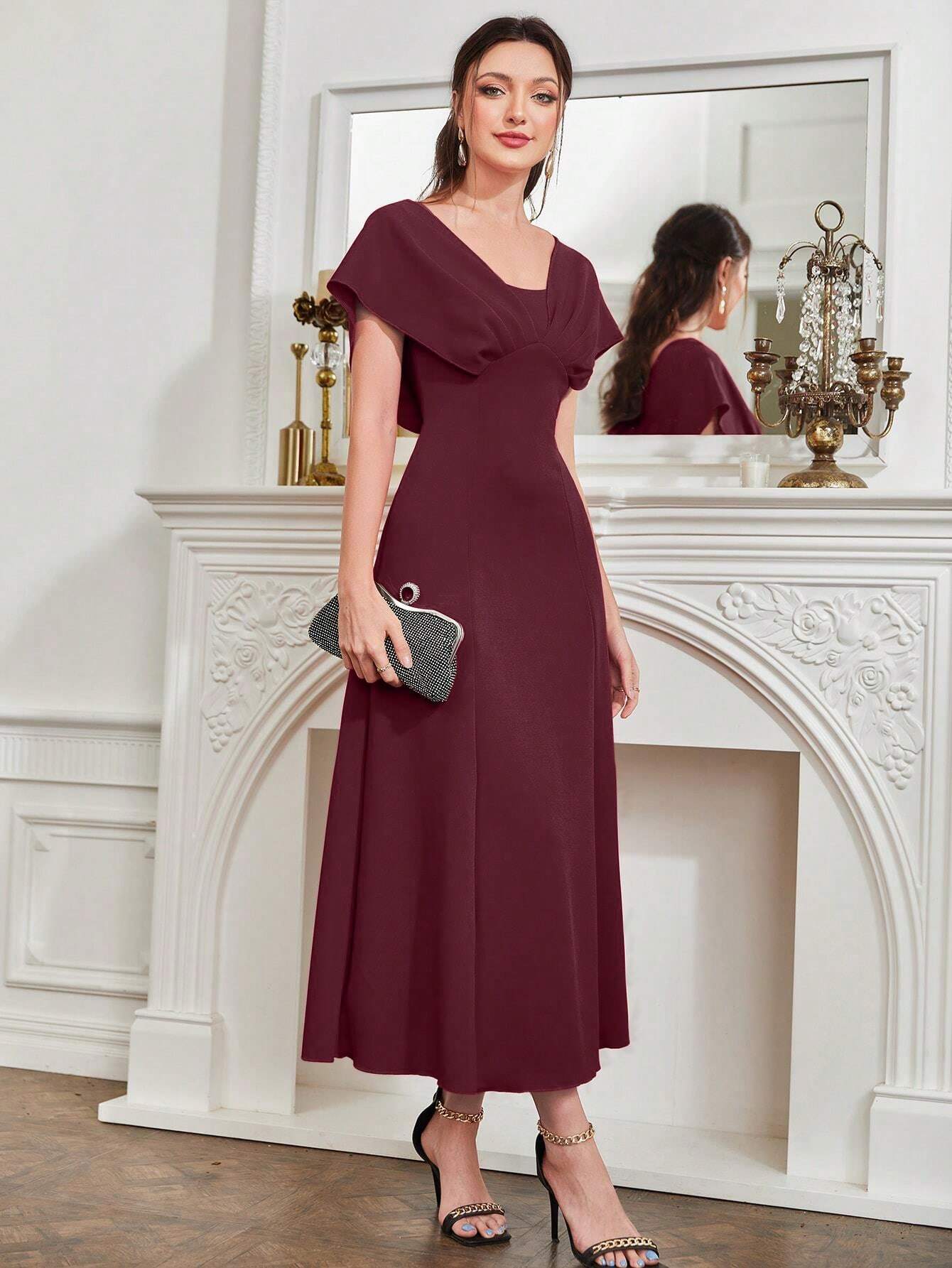 shein party dresses uk Shein Usa Shein Bridesmaid Dresses Uk Elegant Chiffon V-Neck Sleeveless  Ruched Maxi Formal Bridesmaid Dress In Caramel Orange, Suitable For  Spring/Summer Wedding Guest, Graduation Ceremony, Prom