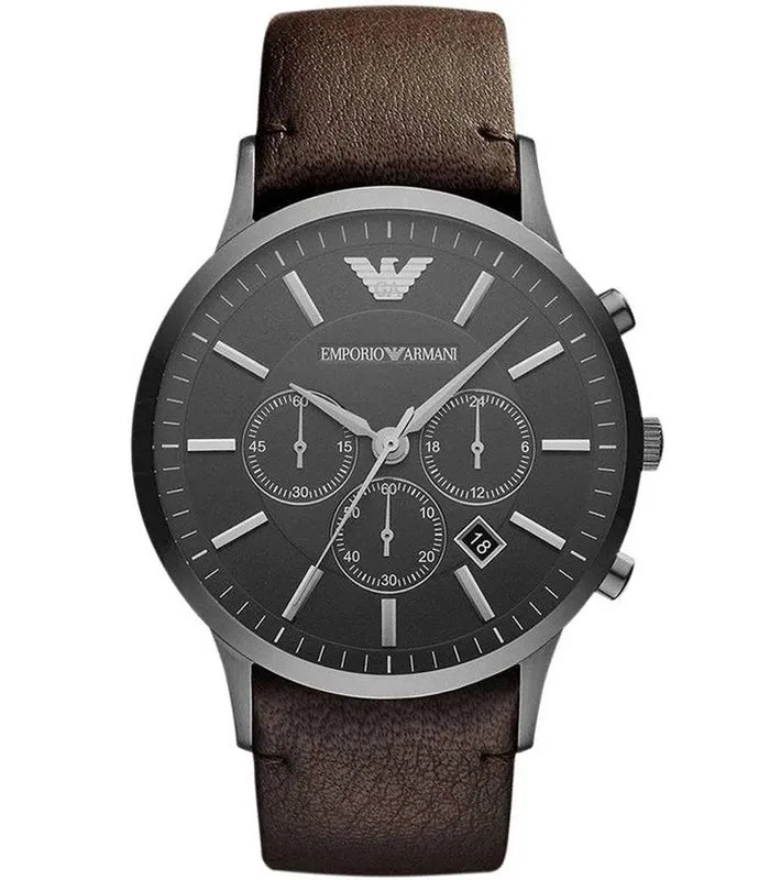 Buy Emporio Armani Sportivo Black Dial Brown Leather Strap Watch for Men - AR2462 in Pakistan