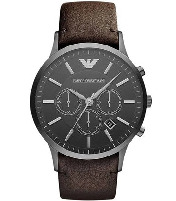 Buy Emporio Armani Sportivo Black Dial Brown Leather Strap Watch for Men - AR2462 in Pakistan