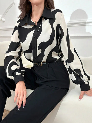 Buy SHEIN Mulvari Women's Random Print Casual Long Sleeve Shirt,Long Sleeve Tops in Pakistan