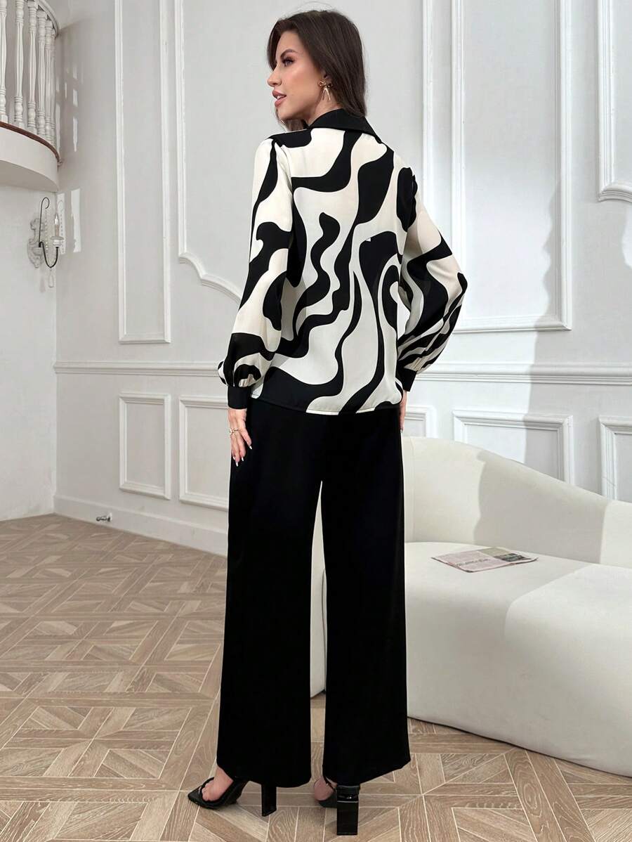 Buy SHEIN Mulvari Women's Random Print Casual Long Sleeve Shirt,Long Sleeve Tops in Pakistan