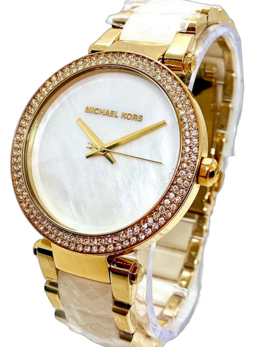 Buy Michael Kors Parker Mother Of Pearl Dial Two Tone Stainless Steel Strap Women's Watch - Mk6518 in Pakistan