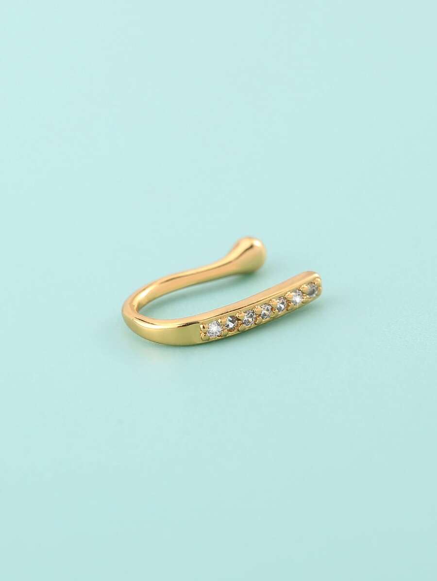 Buy SHEIN Nooxian 1pc Cyberpunk Style U-Shaped Zirconia Nose Ring, Gold-Tone Nose Piercing Decoration Accessory in Pakistan