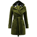 Buy Sajiero Fleece Double Breasted Waist Belt Long Coat in Pakistan