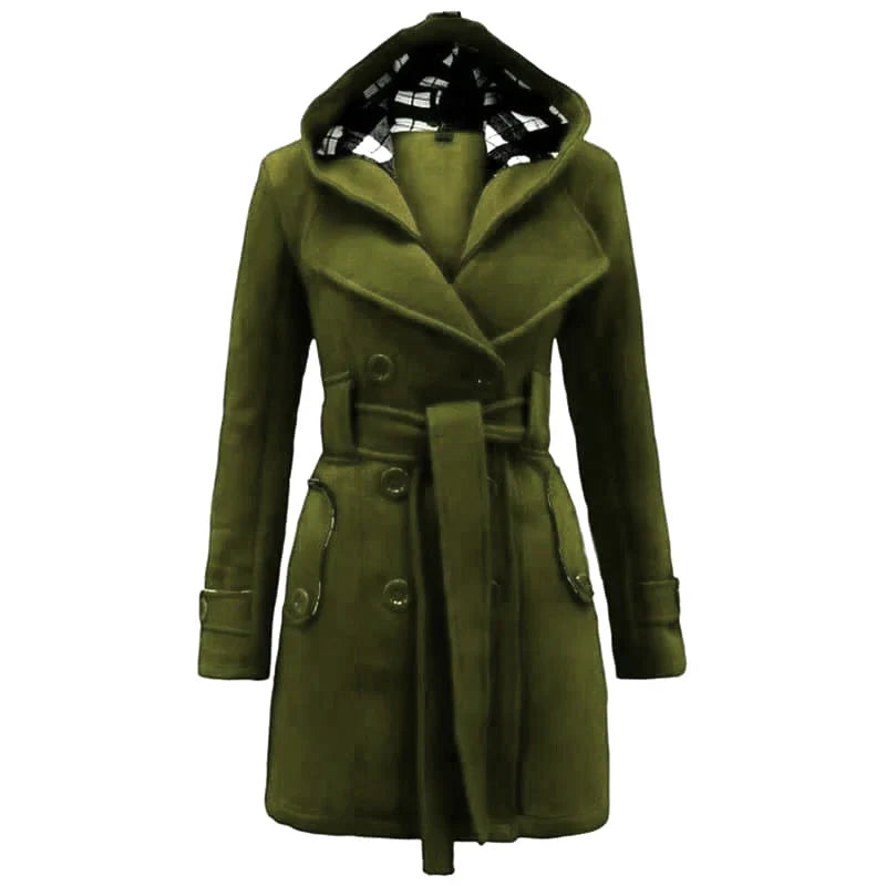 Buy Sajiero Fleece Double Breasted Waist Belt Long Coat in Pakistan