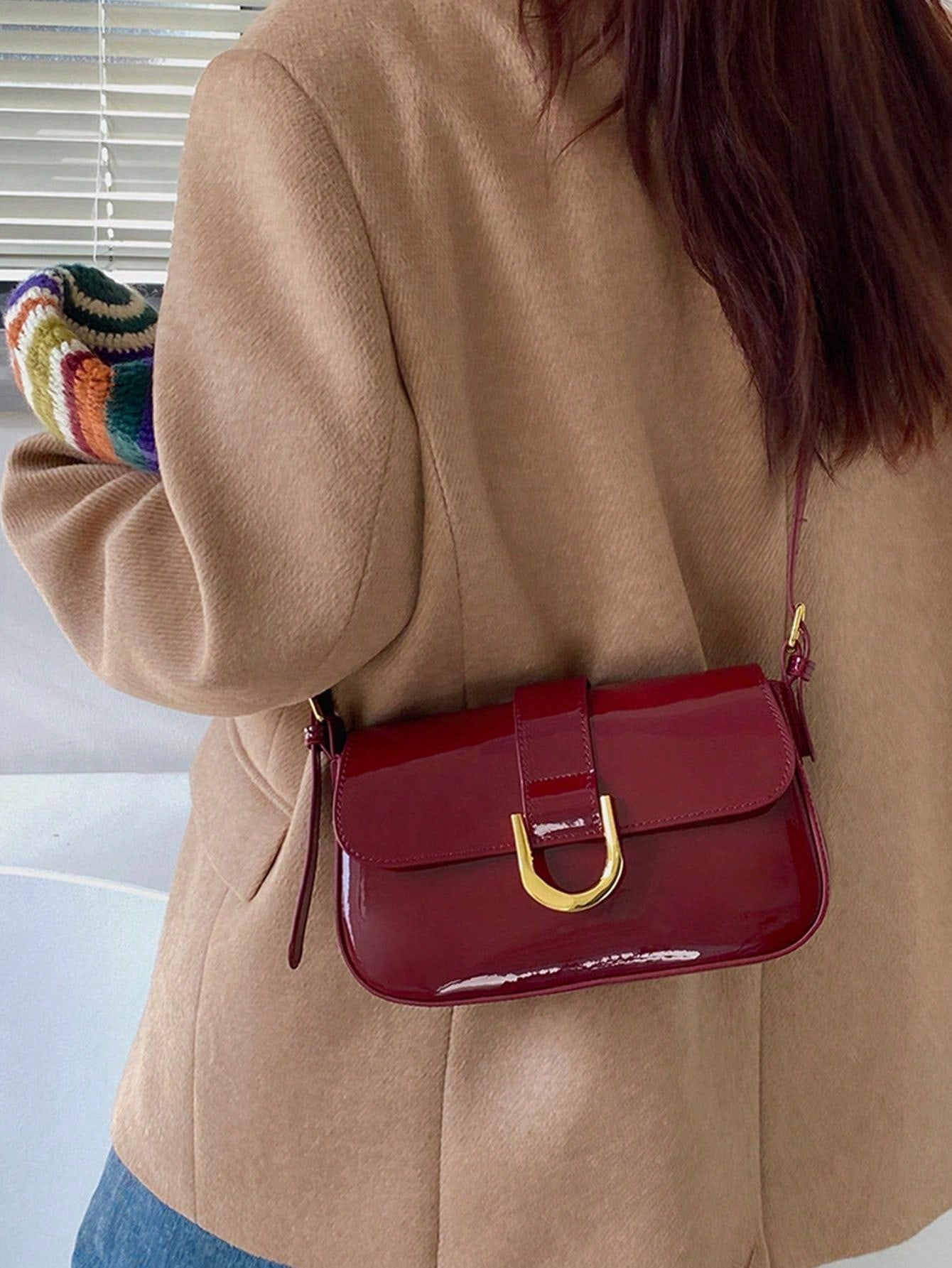 Buy SHEIN One Solid Colored Glossy Evening Clutch Bag, Featuring A Chic And Unique Short And Curved Design in Pakistan