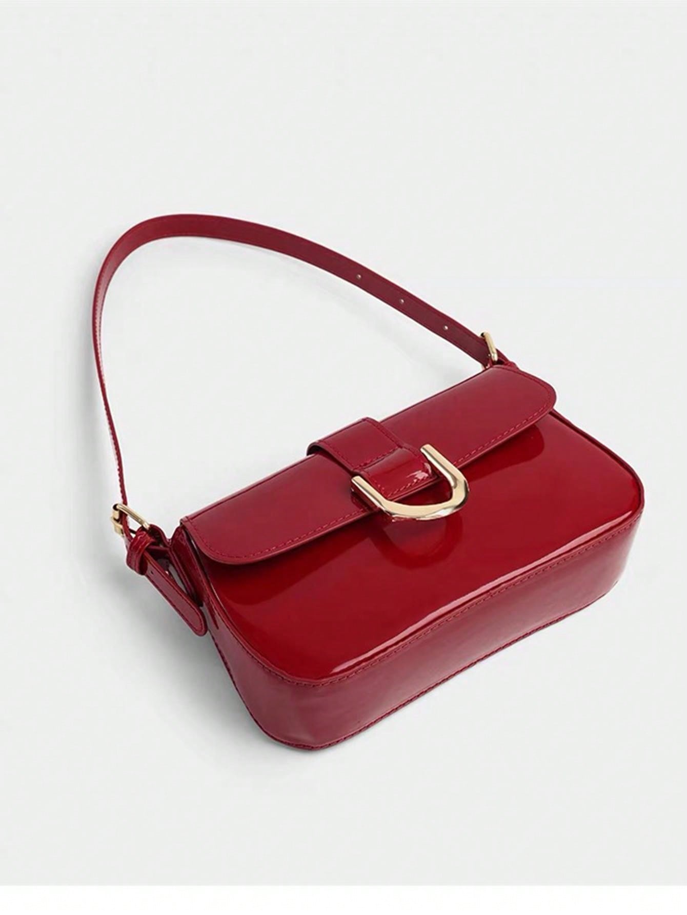 Buy SHEIN One Solid Colored Glossy Evening Clutch Bag, Featuring A Chic And Unique Short And Curved Design in Pakistan