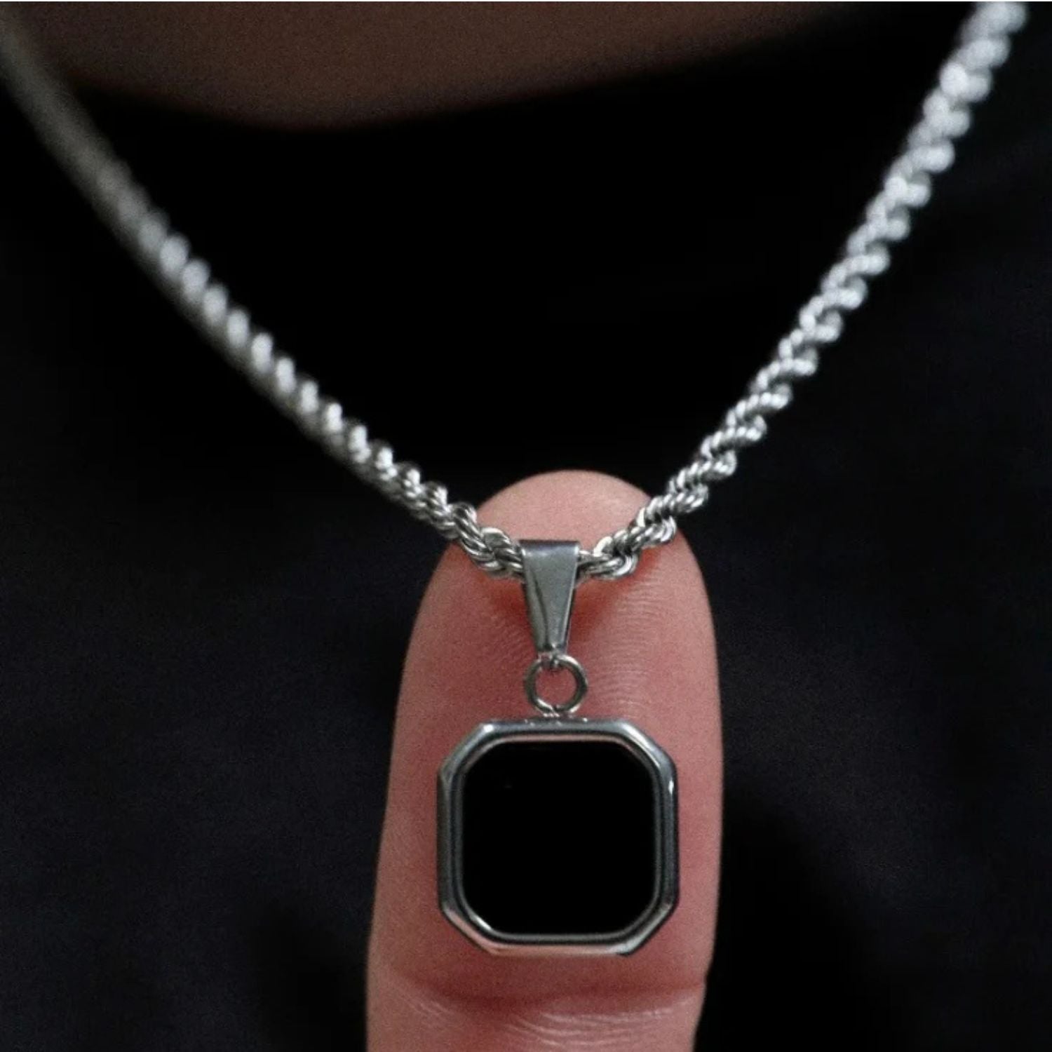 Buy Onyx Tone Pendant White Black Necklace in Pakistan