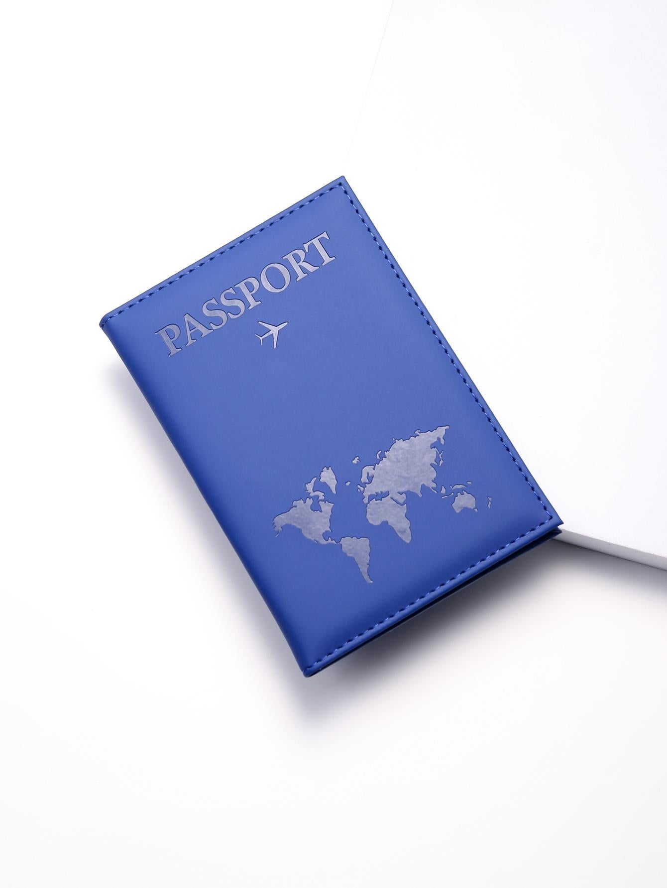 Buy SHEIN PU Leather Travel Passport Cover Fashion Women Passport Holder Case for Men Travel Document vacation accessories for holiday season in Pakistan