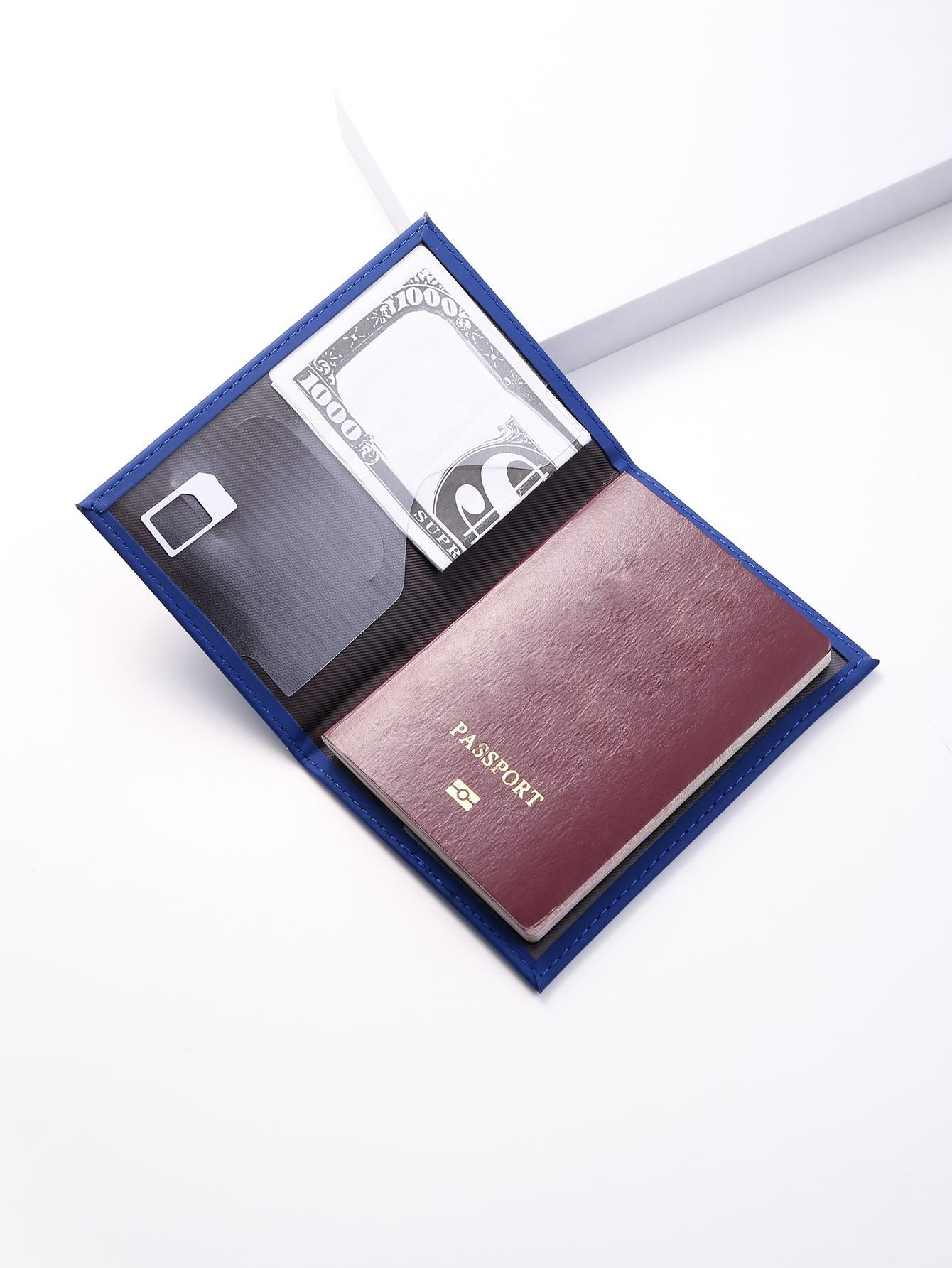 Buy SHEIN PU Leather Travel Passport Cover Fashion Women Passport Holder Case for Men Travel Document vacation accessories for holiday season in Pakistan