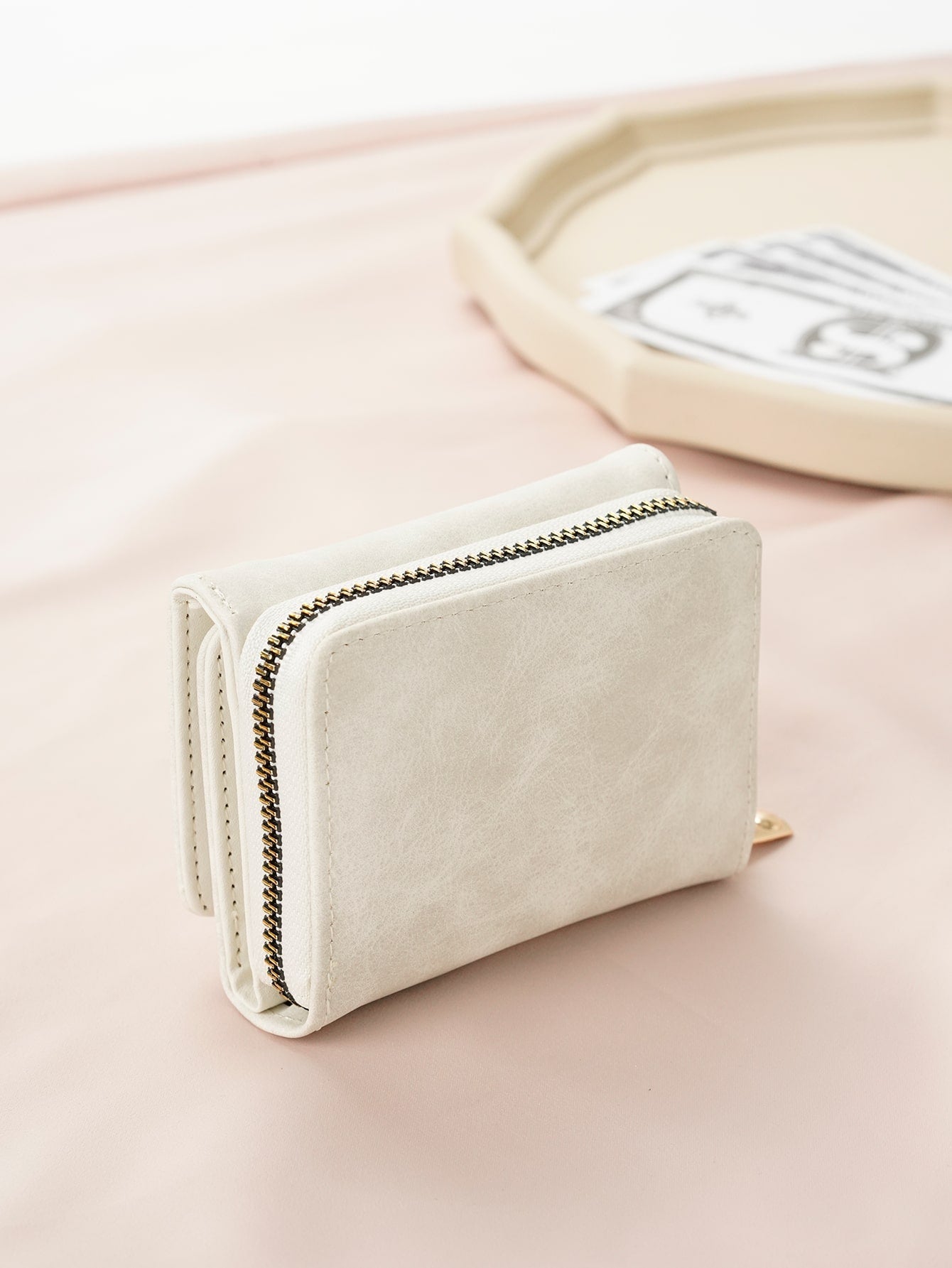 Buy SHEIN PU Small Wallet White Minimalist Coin Pocket Small Purse Bi-Fold Zipper Women Wallet Mini in Pakistan