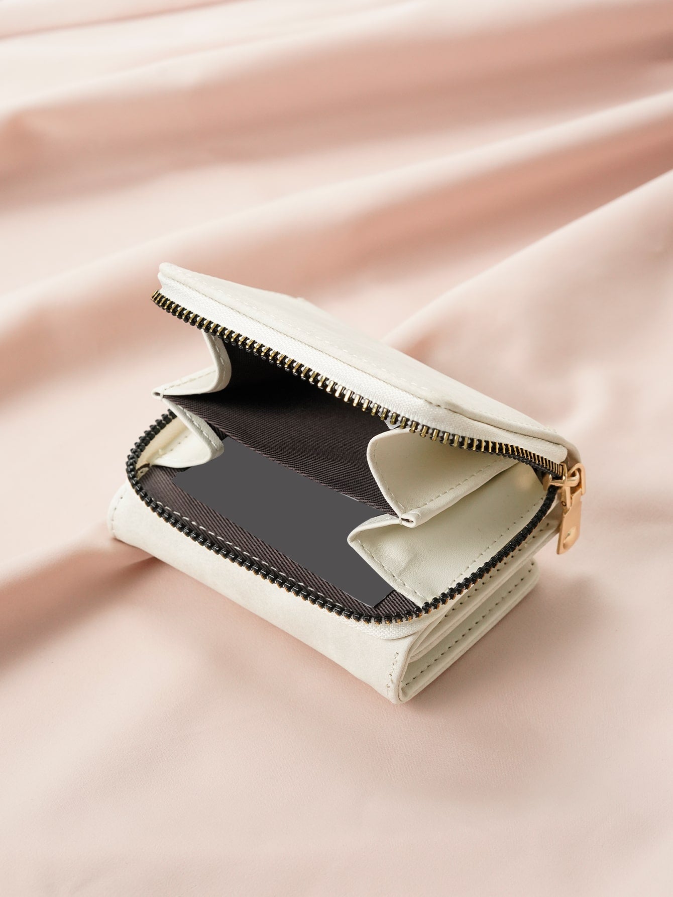 Buy SHEIN PU Small Wallet White Minimalist Coin Pocket Small Purse Bi-Fold Zipper Women Wallet Mini in Pakistan