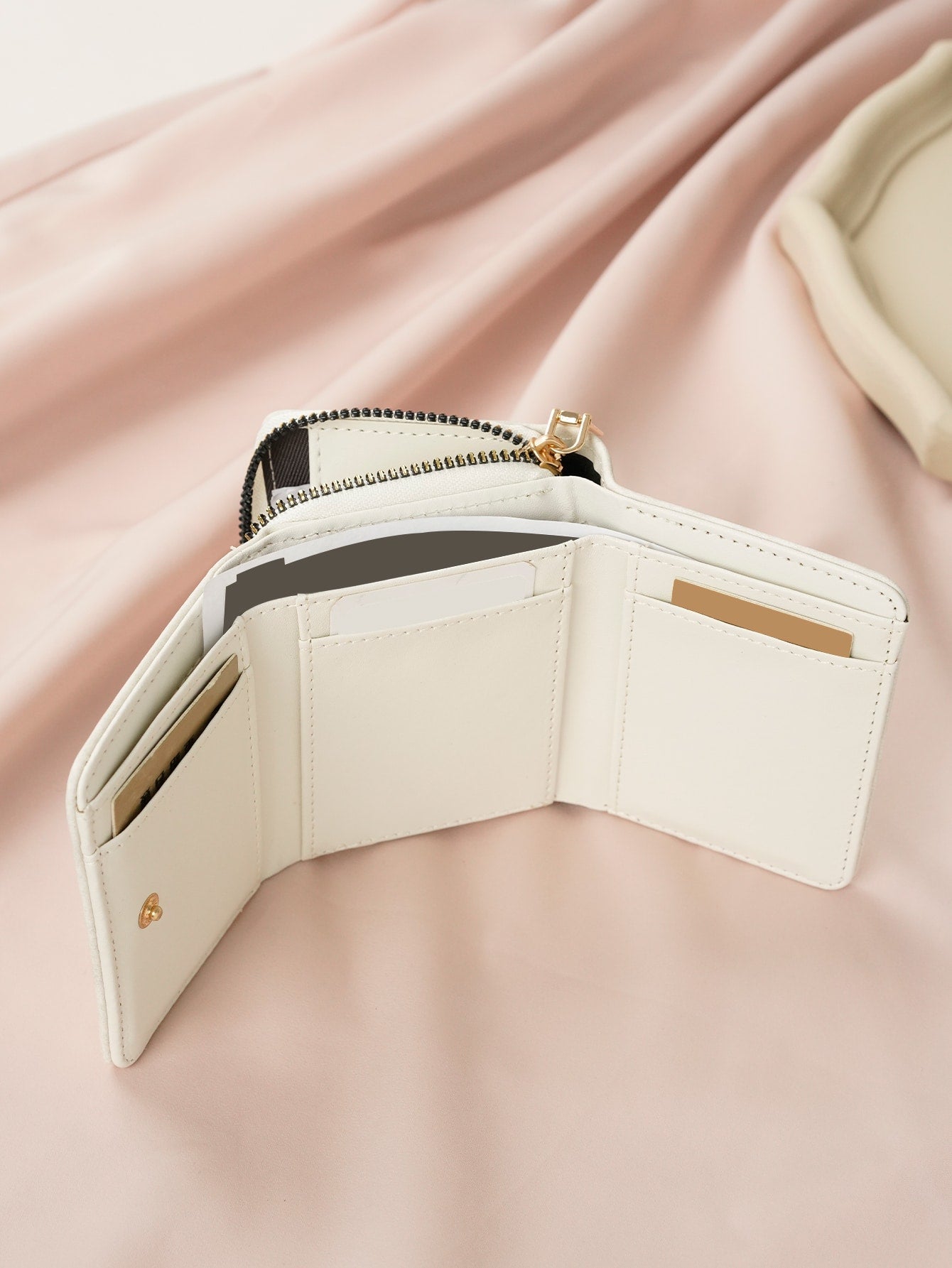 Buy SHEIN PU Small Wallet White Minimalist Coin Pocket Small Purse Bi-Fold Zipper Women Wallet Mini in Pakistan