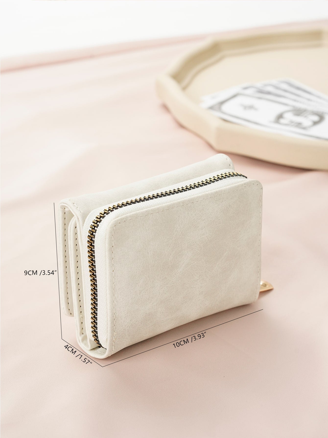 Buy SHEIN PU Small Wallet White Minimalist Coin Pocket Small Purse Bi-Fold Zipper Women Wallet Mini in Pakistan