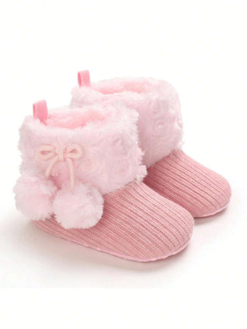 Buy SHEIN Pink Soft Sole Boots For 0-1 Year Old Infant Girls, Autumn & Winter in Pakistan