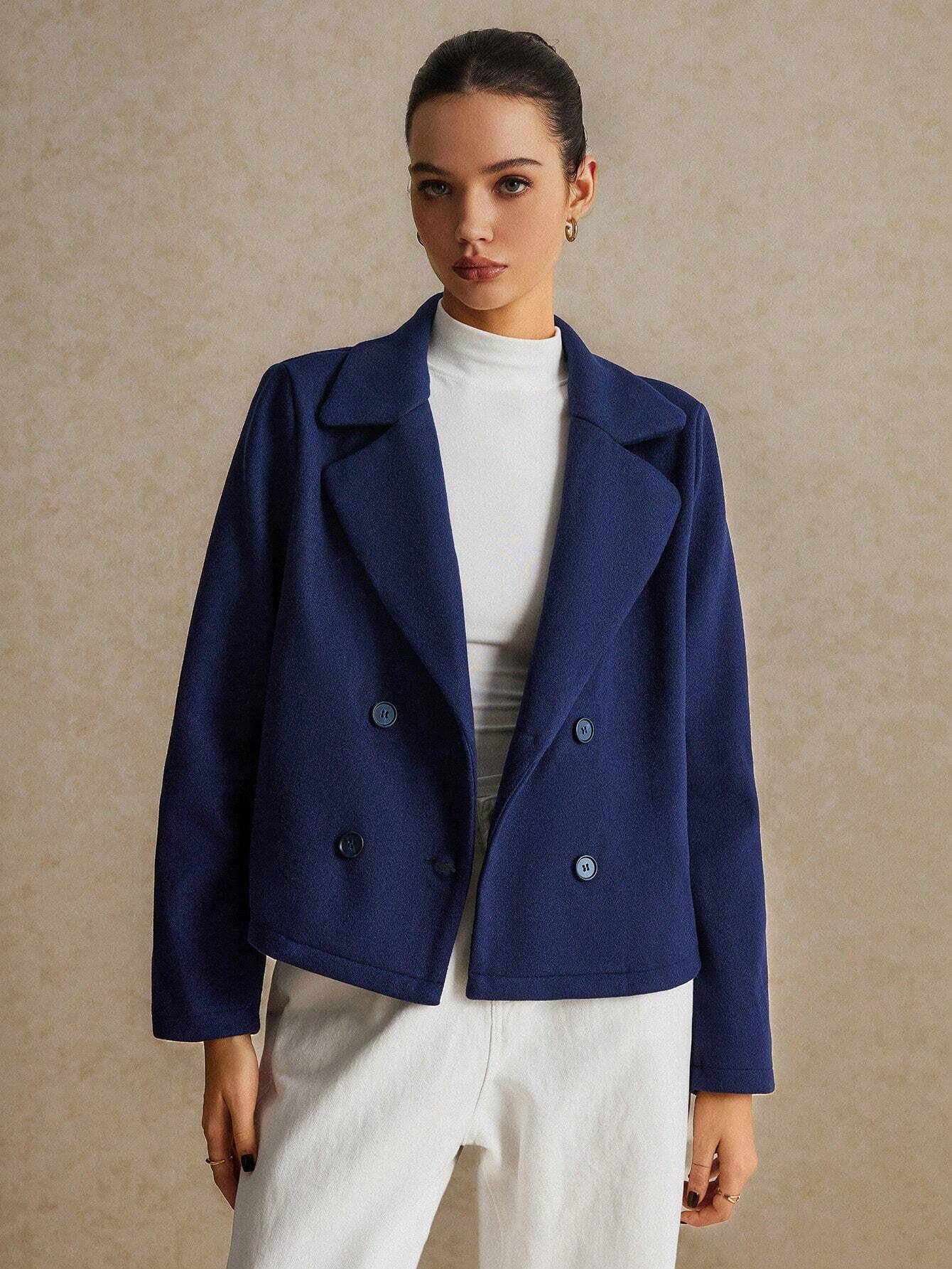 Buy SHEIN Poéselle Lapel Neck Double Breasted Blazer in Pakistan