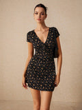 Buy SHEIN Poéselle Women's Fashion Sweet V-Neck Floral Print A-Line Dress in Pakistan