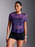Buy SHEIN Powerista Simple Solid Color Hollow Breathable Short-Sleeved Sports T-Shirt in Pakistan