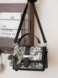 Buy SHEIN Printed Classic Style Double Layer Women's Gift Handheld Mini Square Bag With Strap & Pendant in Pakistan