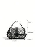 Buy SHEIN Printed Classic Style Double Layer Women's Gift Handheld Mini Square Bag With Strap & Pendant in Pakistan