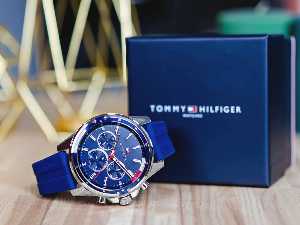 Buy Tommy Hilfiger Mens Quartz Silicone Strap Blue Dial 45mm Watch - 1791791 in Pakistan