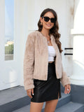 Buy SHEIN RELISH NOLESS Women Faux Fur Warm Jacket, Casual Luxury Coat in Pakistan