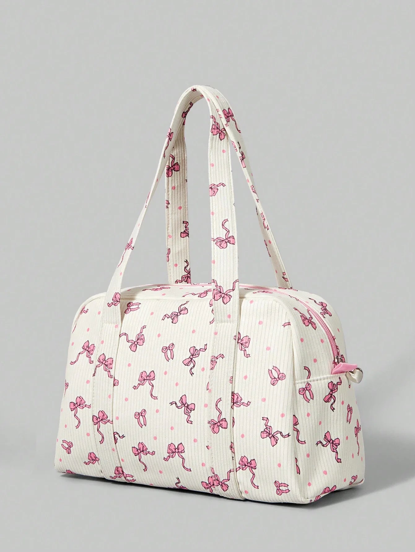 Buy SHEIN ROMWE Kawaii Women's Fashionable Portable Corduroy Bow & Polka Dot Print Handbag in Pakistan