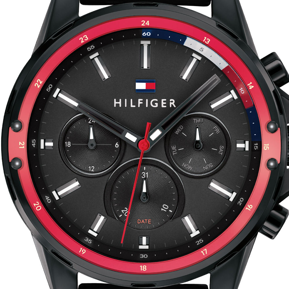 Buy Tommy Hilfiger Mens Quartz Silicone Strap Black Dial 45mm Watch - 1791793 in Pakistan