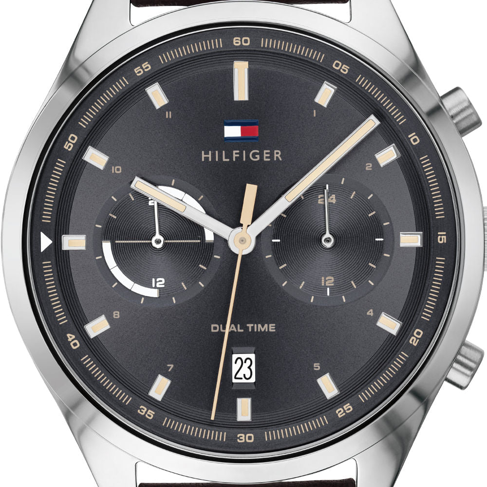 Buy Tommy Hilfiger Ashton Grey Dial Brown Leather Strap Watch for Men - 1791729 in Pakistan