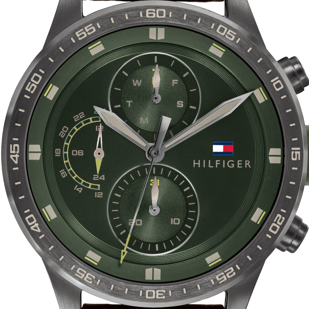 Buy Tommy Hilfiger Mens Quartz Leather Strap Green Dial 46mm Watch - 1791809 in Pakistan
