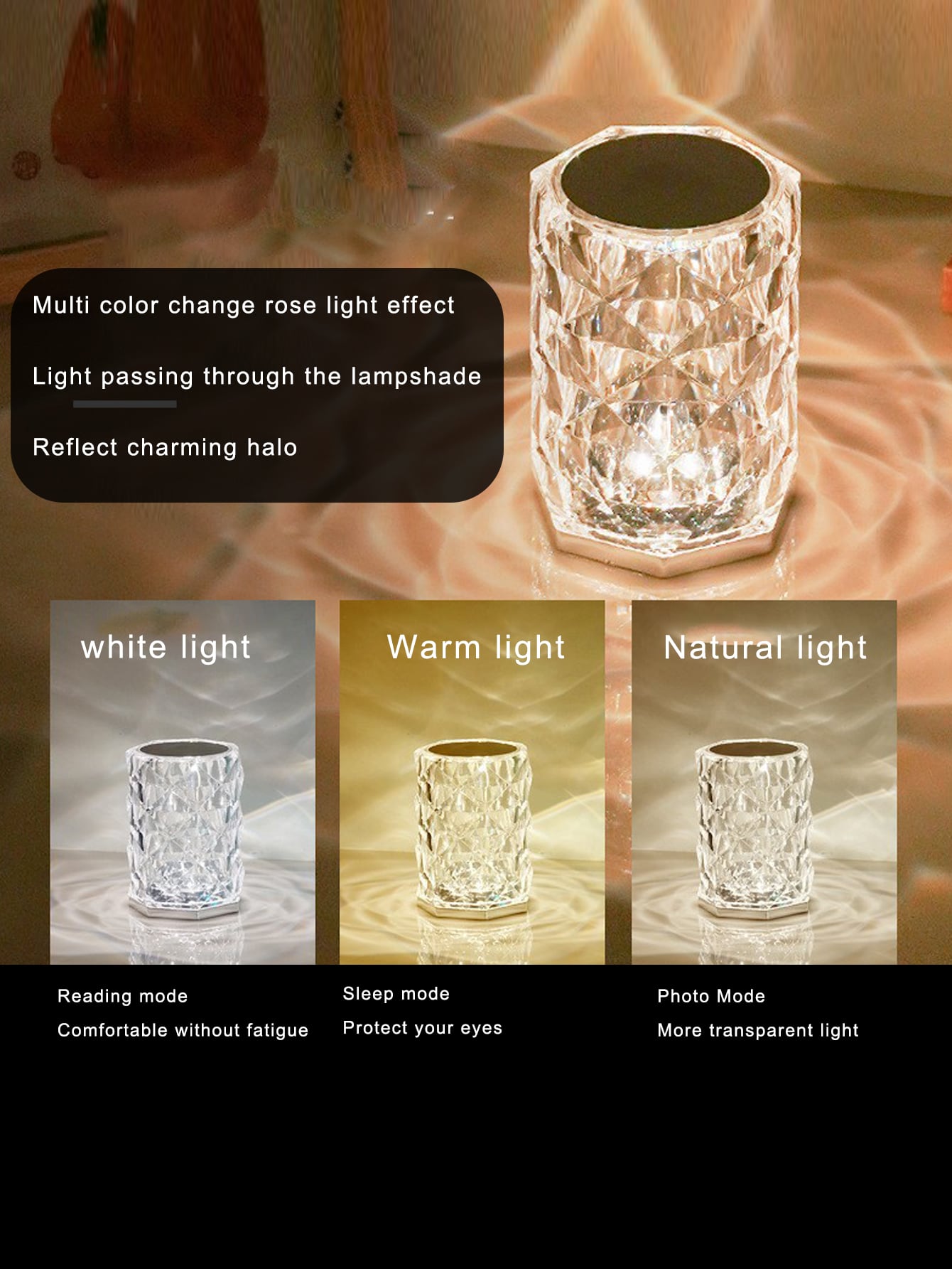 Buy SHEIN Rgb Dimmable Table Top Crystal Decorative Lamp in Pakistan