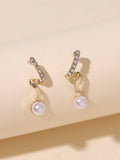 Buy SHEIN Rhinestone & Faux Pearl Decor Stud Earrings in Pakistan