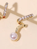 Buy SHEIN Rhinestone & Faux Pearl Decor Stud Earrings in Pakistan