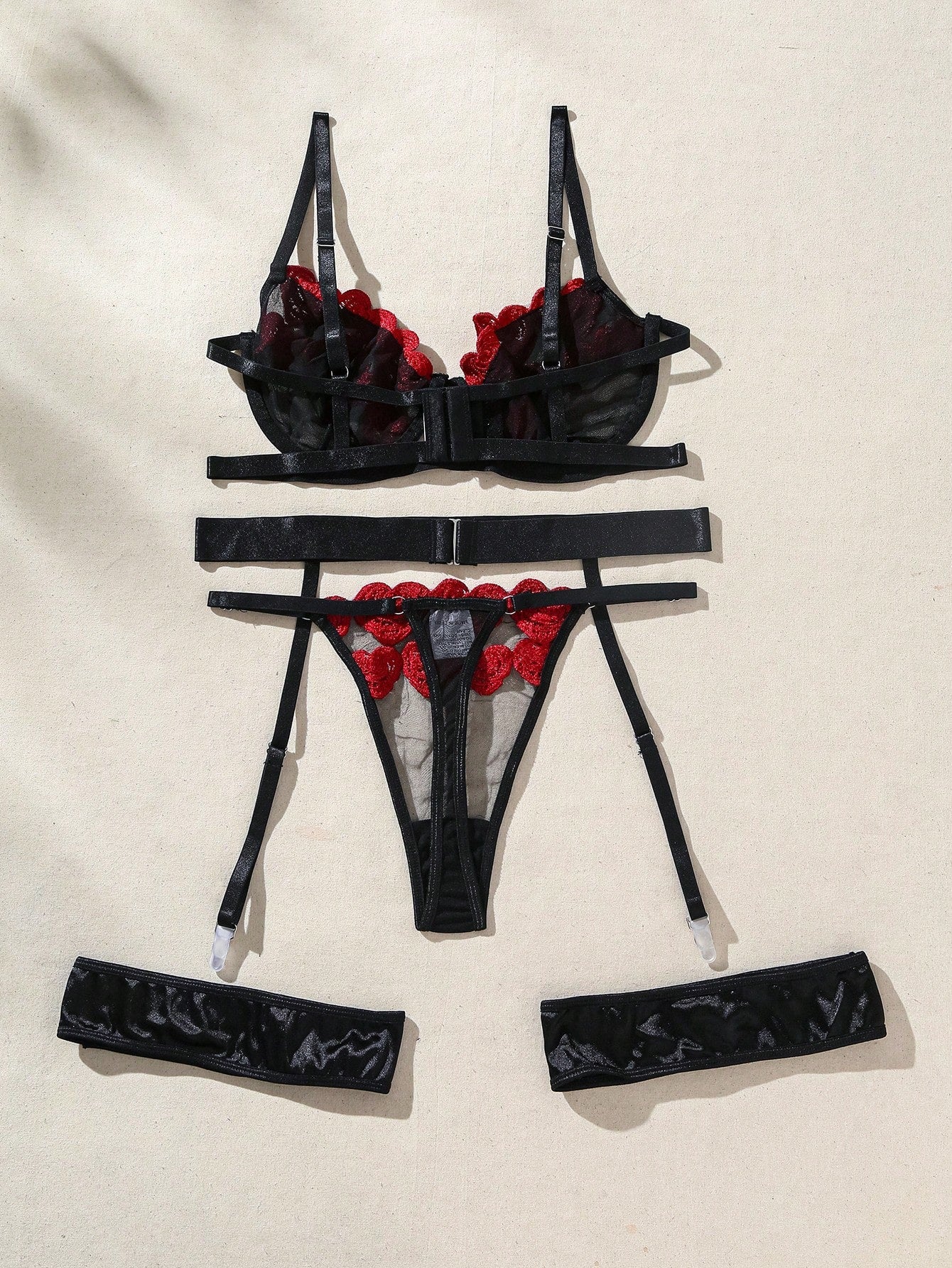 Buy SHEIN Romantic Rose & Heart Shaped Lady Sexy Lingerie Set in Pakistan