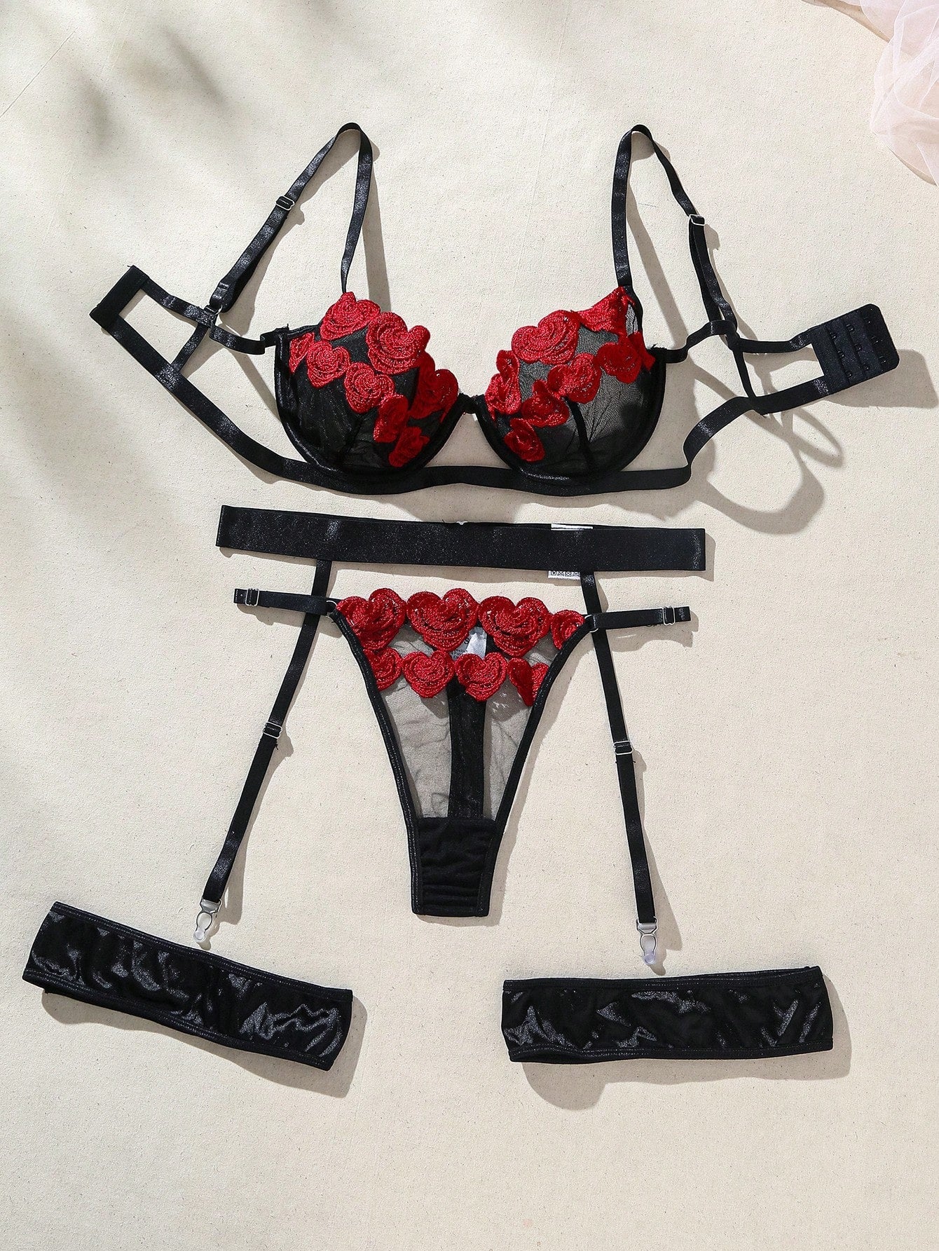 Buy SHEIN Romantic Rose & Heart Shaped Lady Sexy Lingerie Set in Pakistan