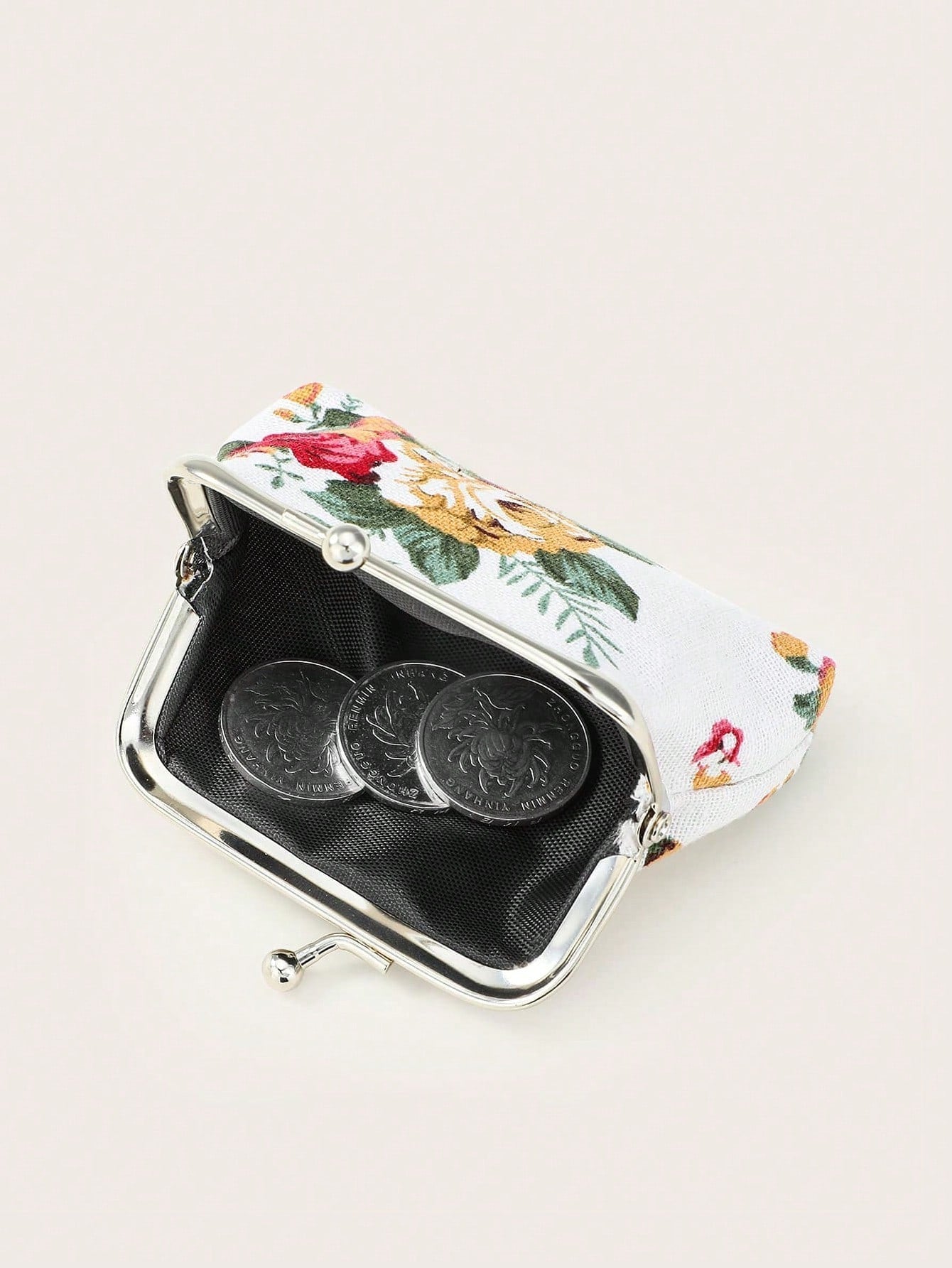 Buy SHEIN Rose Canvas Short Wallet 1 Clutch Fabric Women'S Floral Coin Purse Card Holder in Pakistan