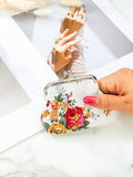 Buy SHEIN Rose Canvas Short Wallet 1 Clutch Fabric Women'S Floral Coin Purse Card Holder in Pakistan