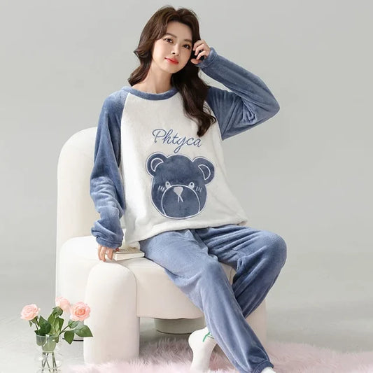 Buy Sajiero Blue Blush Fleece Pajama Suit in Pakistan