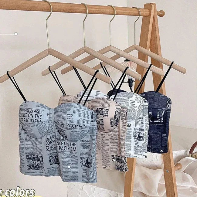 Buy Florea - Newspaper Print Crop Top - Grey in Pakistan