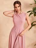 Buy SHEIN Solid Zipper Back Culotte Jumpsuit in Pakistan