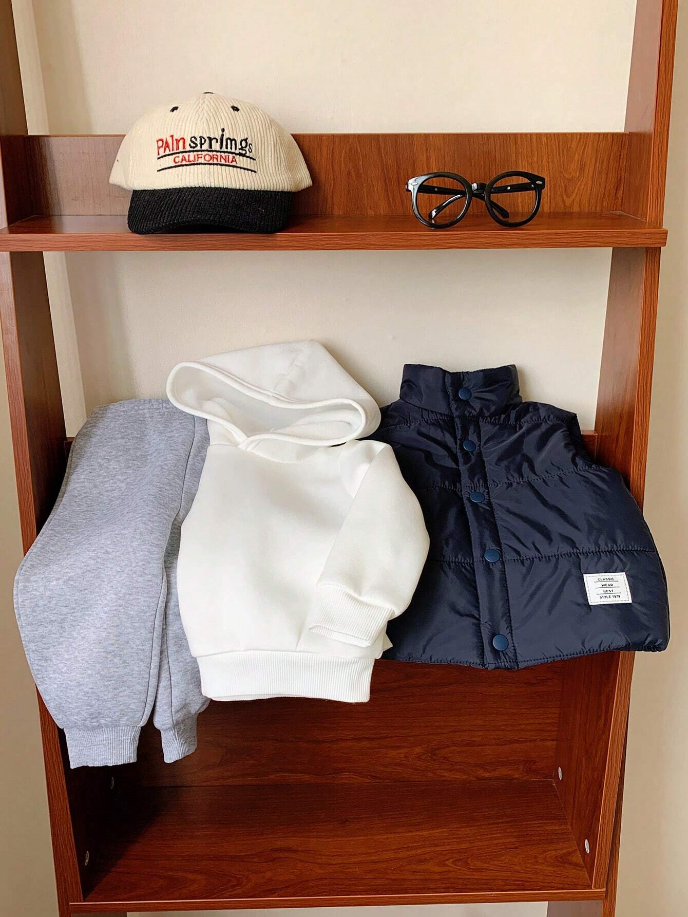 Buy SHEIN 3pcs/Set Baby Boy Casual Cute Knit Long Sleeve Hoodie Sweatshirt, Elastic Waist Jog Pants & Fleece Vest Outfit in Pakistan